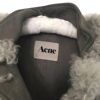 Acne Jacke/Mantel aus Leder in Grau