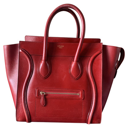 Céline Luggage Mini aus Leder in Rot