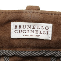 Brunello Cucinelli Pantalon en cuir marron