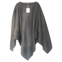 Agnona Cashmere cape with leather trim