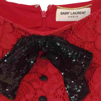 Saint Laurent abito di pizzo in rosso