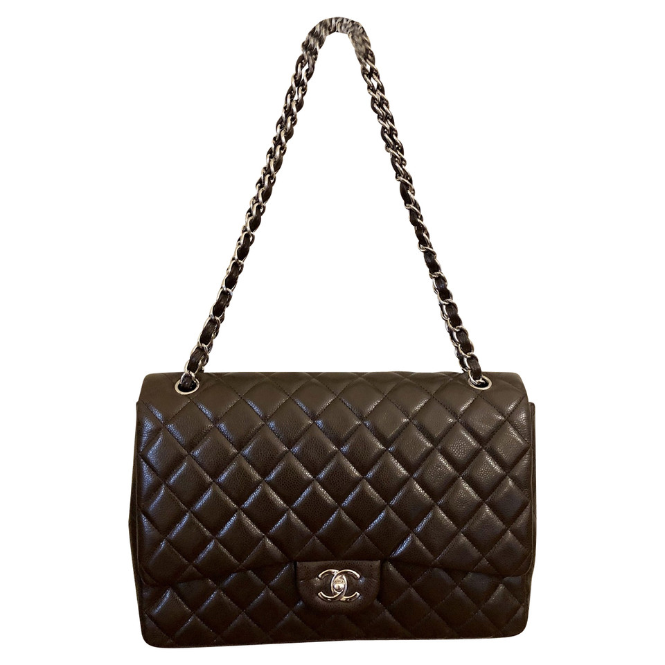 Chanel Classic Flap Bag Leer in Bruin