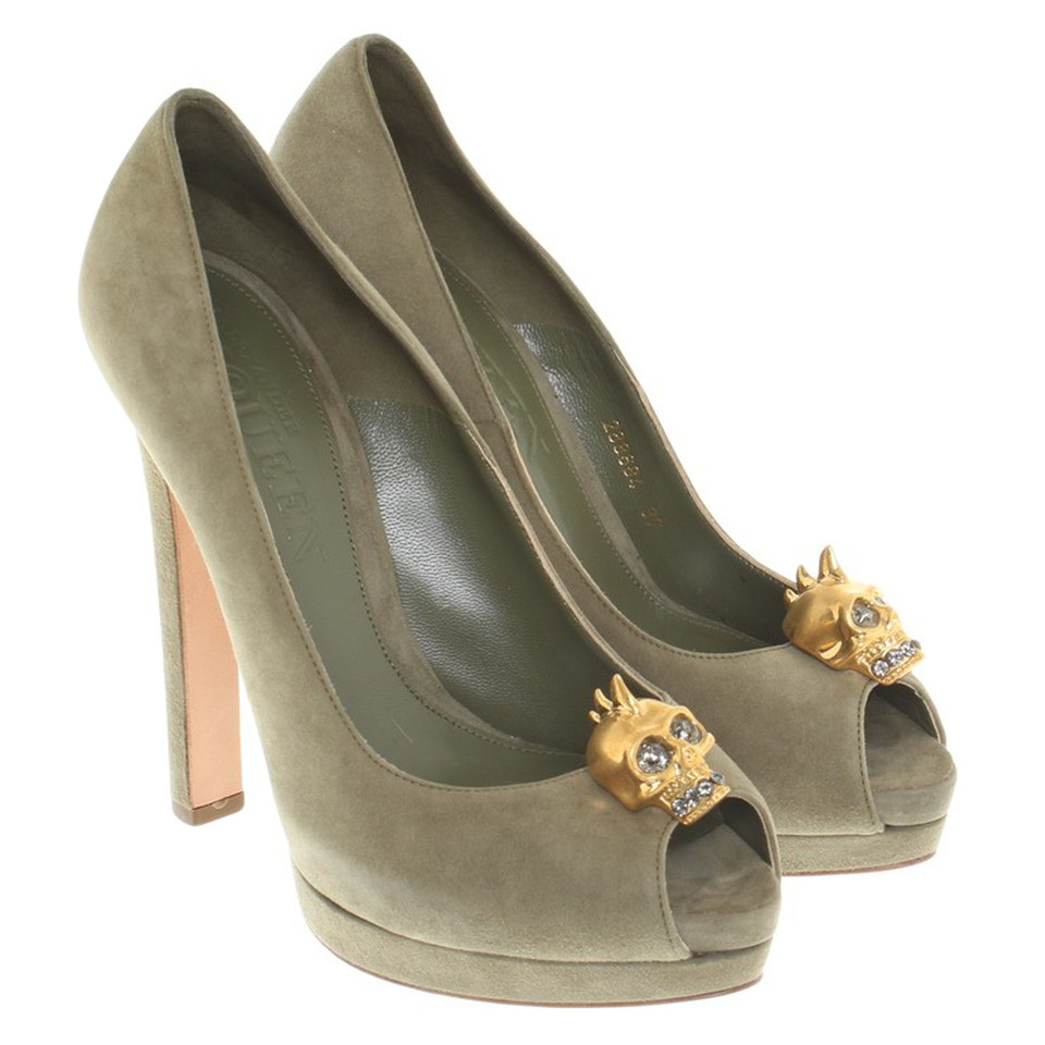 Alexander McQueen Peep-toes in olive green