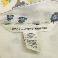 Diane Von Furstenberg Gebloemde jurk in Blauw / Wit