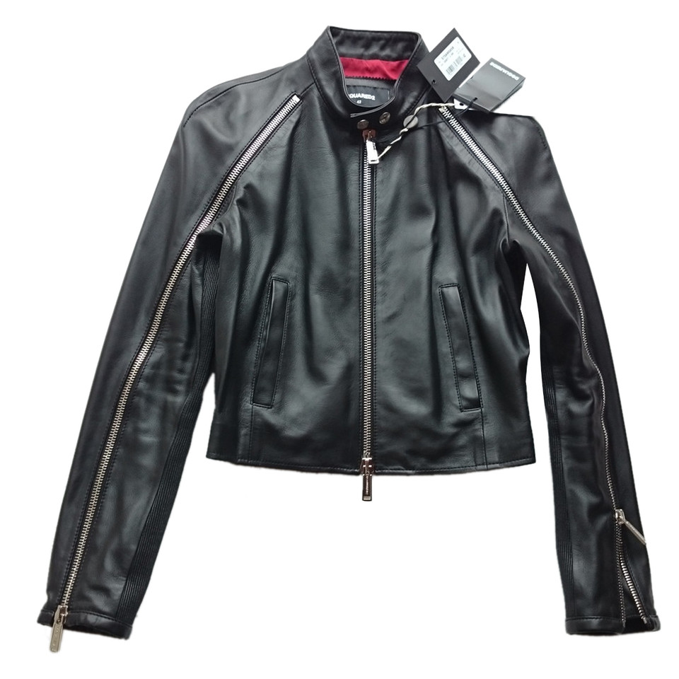 Dsquared2 Jacke/Mantel aus Leder in Schwarz