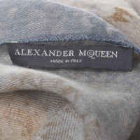 Alexander McQueen Echarpe laine en bleu / beige