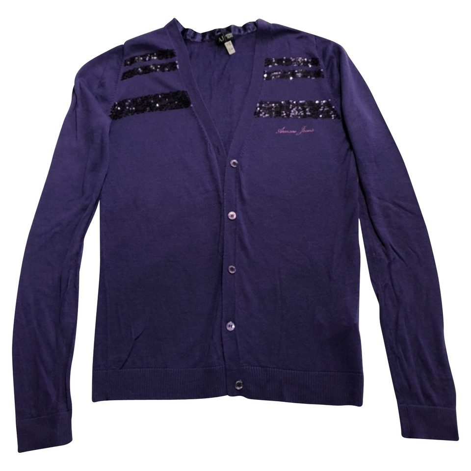 Armani Jeans Strickjacke aus Wolle in Violett