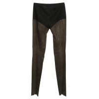 Marc Cain Leather leggings in Taupe / Black