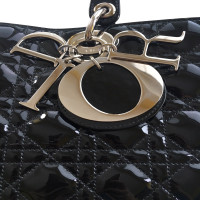 Christian Dior XL Lady Dior tas. Zwart Patent Leren