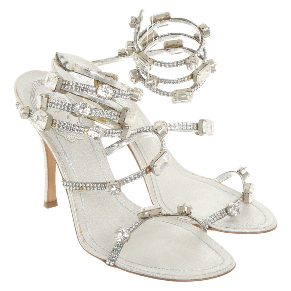 René Caovilla Sandals Leather in Silvery