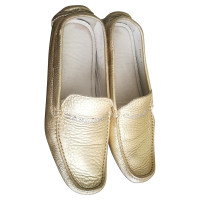 Casadei Slipper/Ballerinas aus Leder in Gold