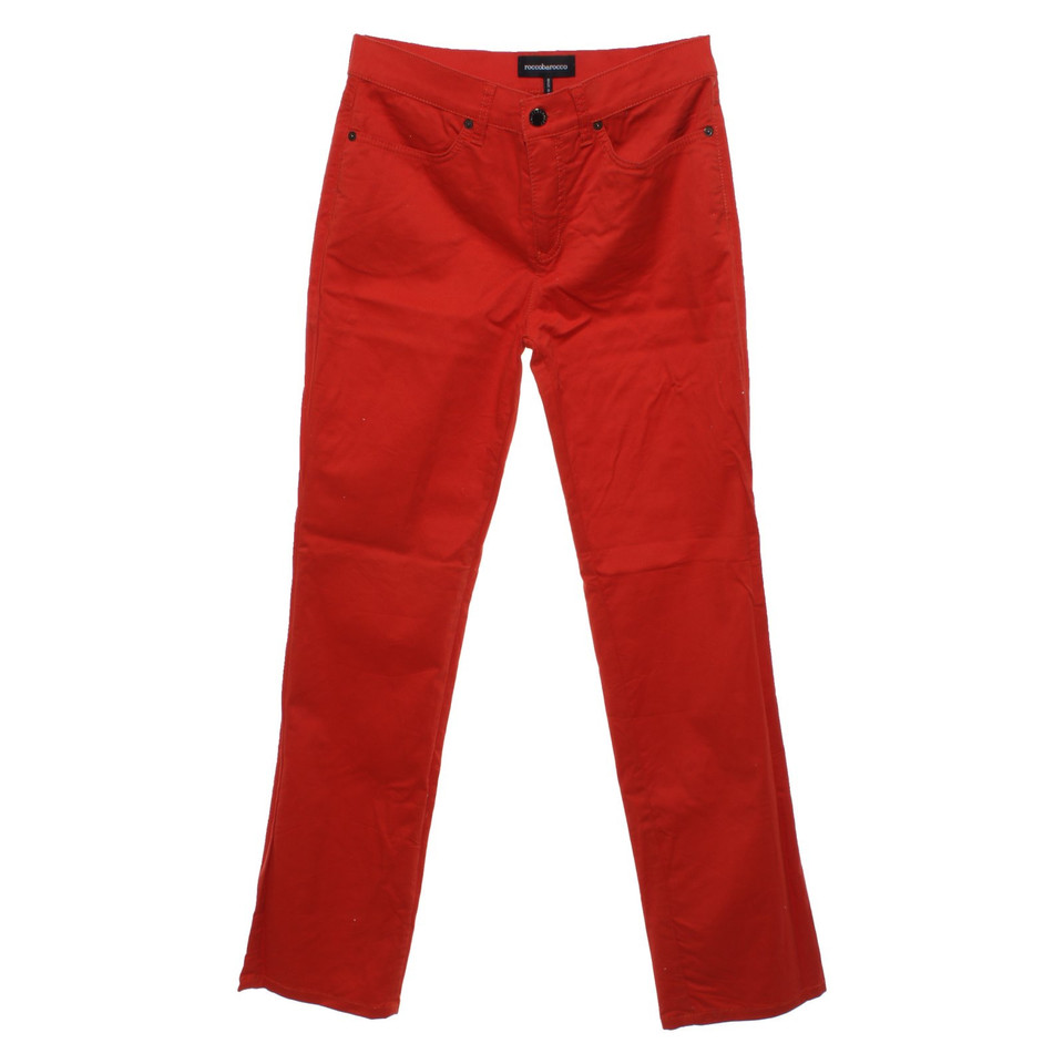 Rocco Barocco Paio di Pantaloni in Cotone in Rosso