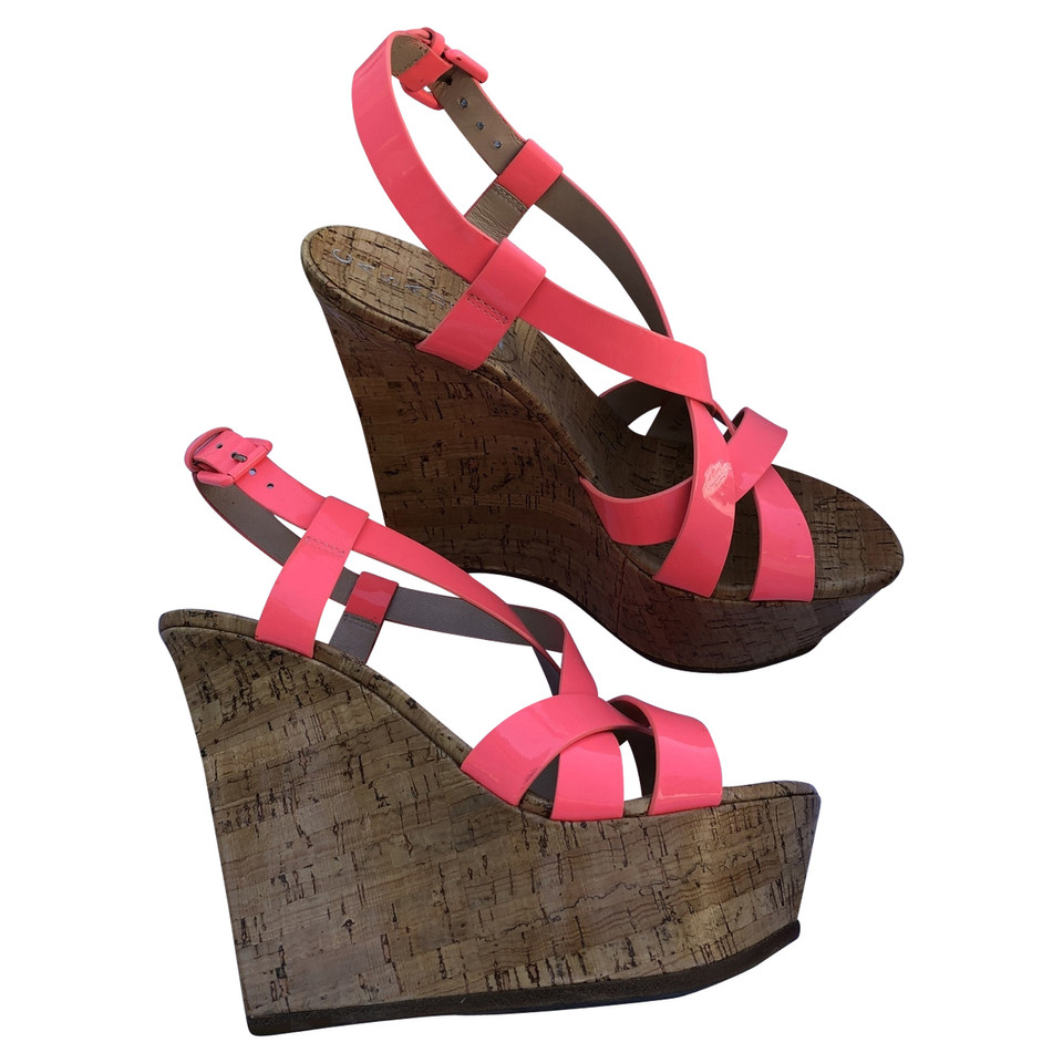 Casadei Wedges Patent leather in Fuchsia