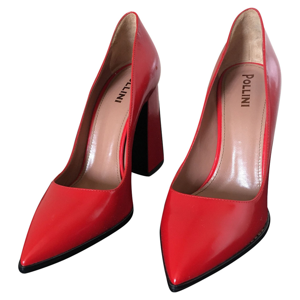 Pollini Pumps/Peeptoes Leather in Red