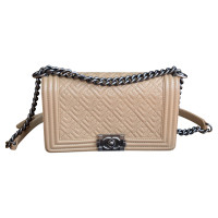 Chanel Boy Medium Leer in Beige