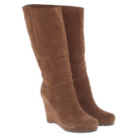 Prada bottes en daim marron clair en