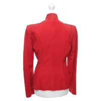 Yves Saint Laurent Jacket/Coat Leather in Red