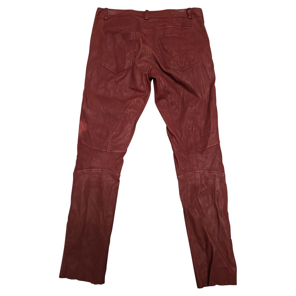 Sylvie Schimmel Paire de Pantalon en Cuir en Bordeaux