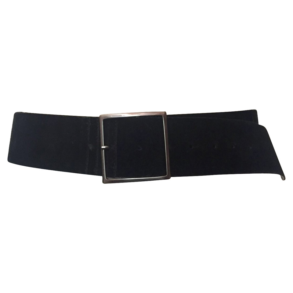 Turnover Black leather belt