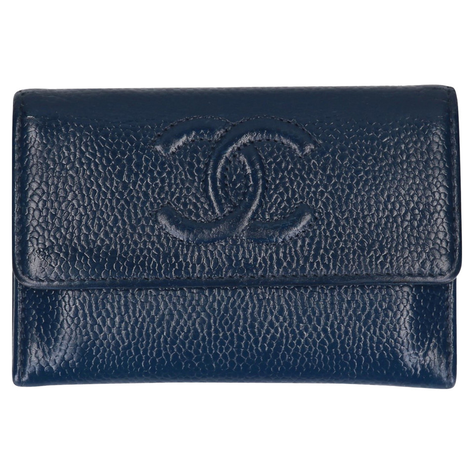 Chanel Täschchen/Portemonnaie aus Leder in Blau