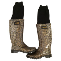 Dolce & Gabbana Rubber boots with knit trim 