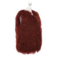 Yves Salomon Vest Fur in Red