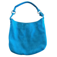 Delvaux Turquoise suede bag