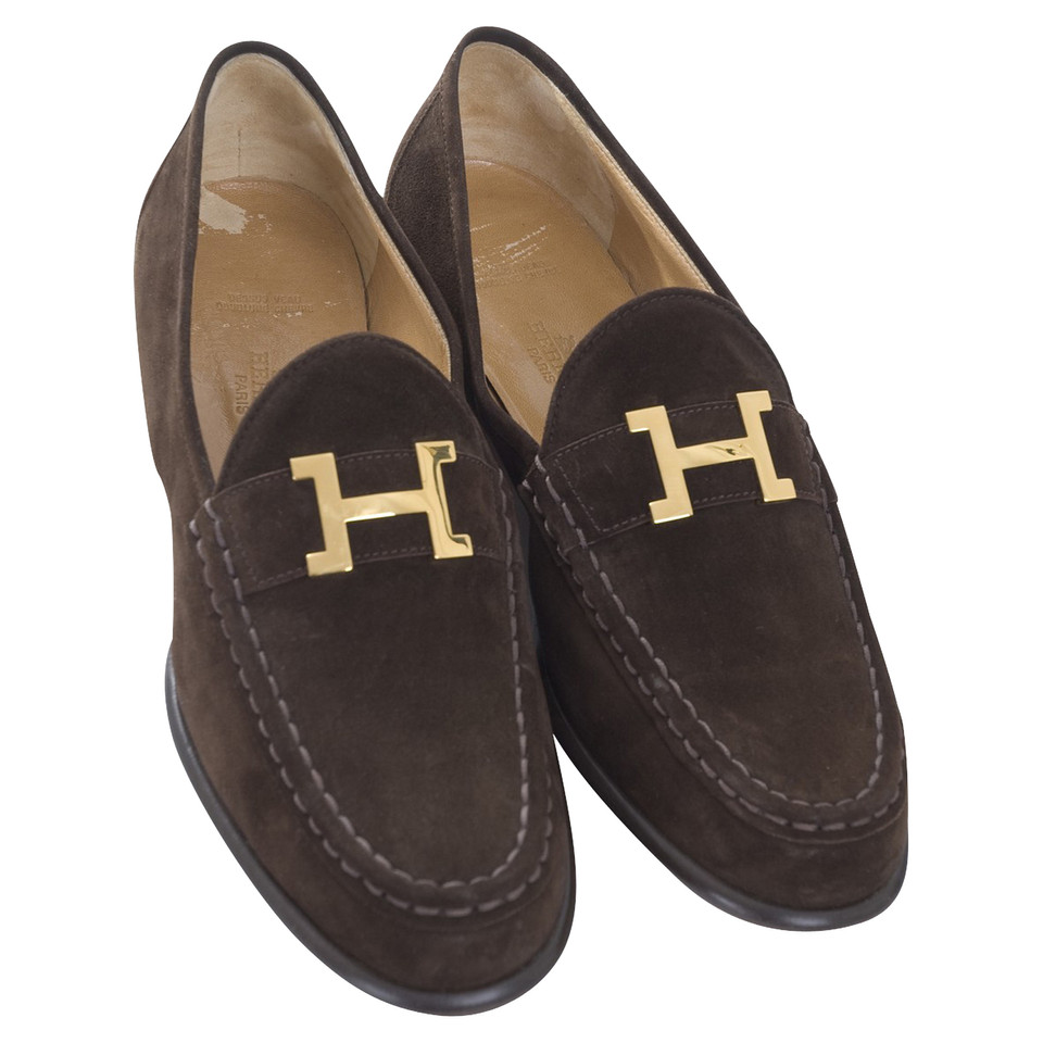 Hermès Ongedragen suede loafers