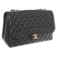 Chanel Classic Flap Bag Medium Leer in Zwart