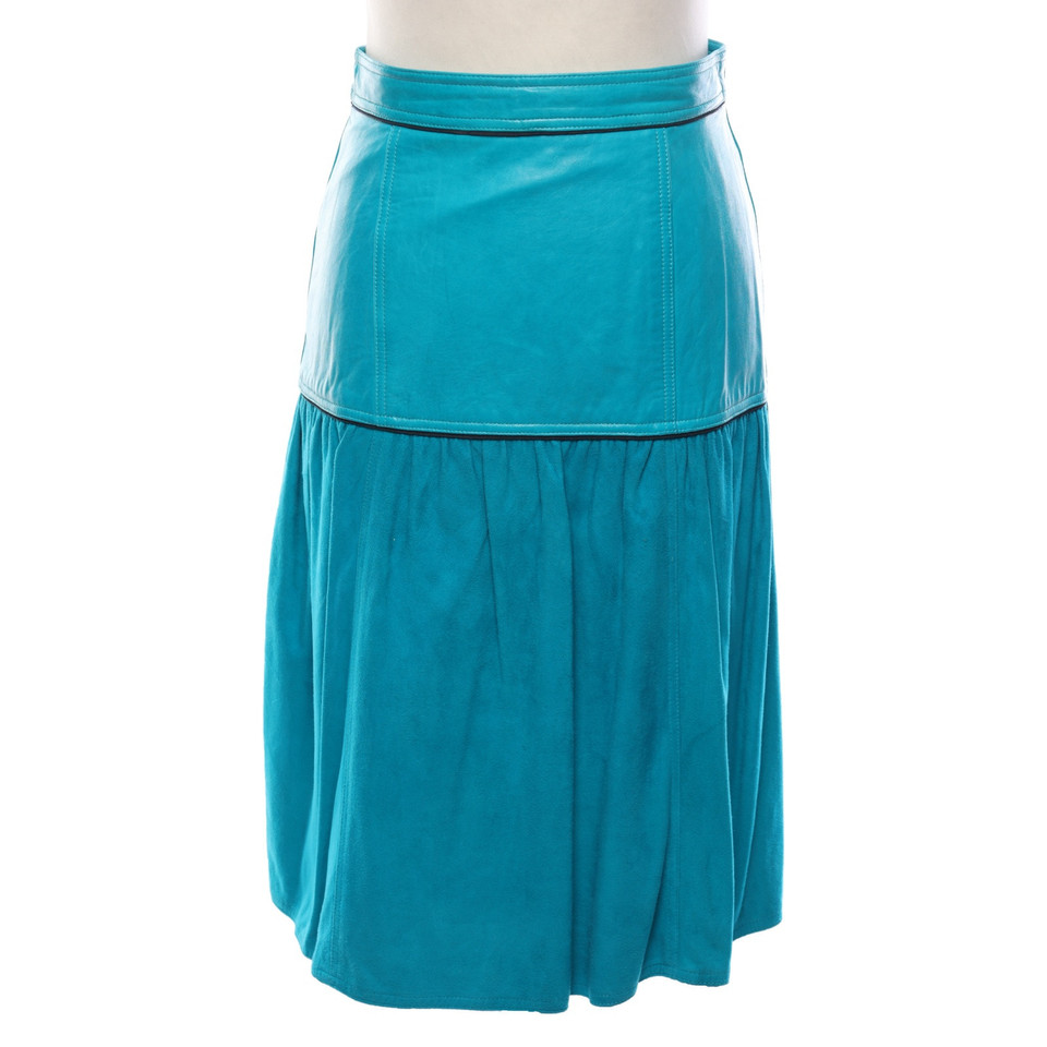 Escada Jupe en Cuir en Turquoise