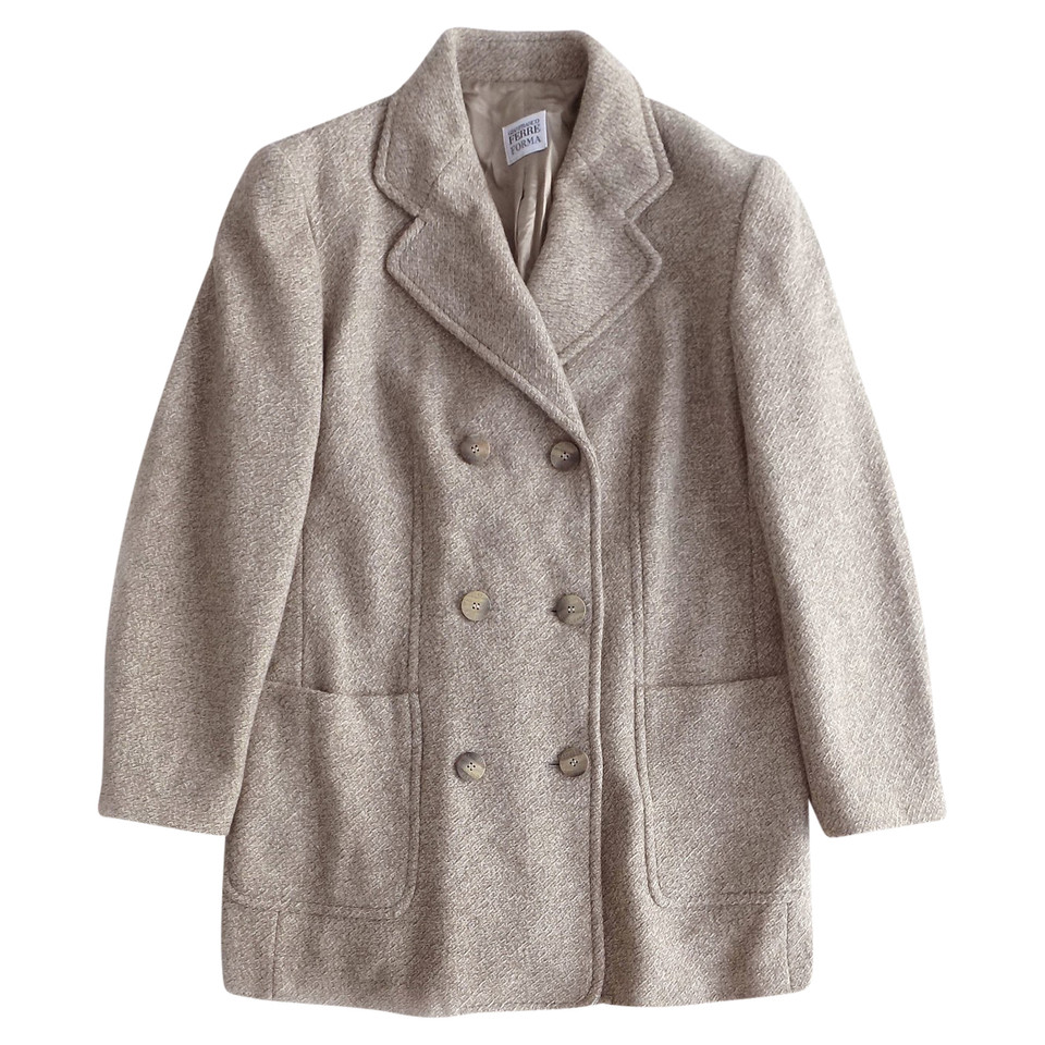 Ferre Wool coat in melange beige and grey