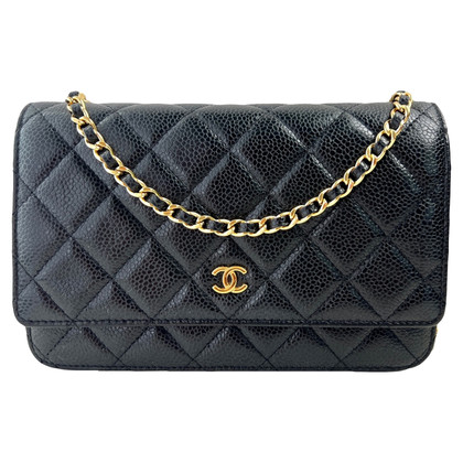 Chanel 19 Wallet On Chain Leer in Zwart