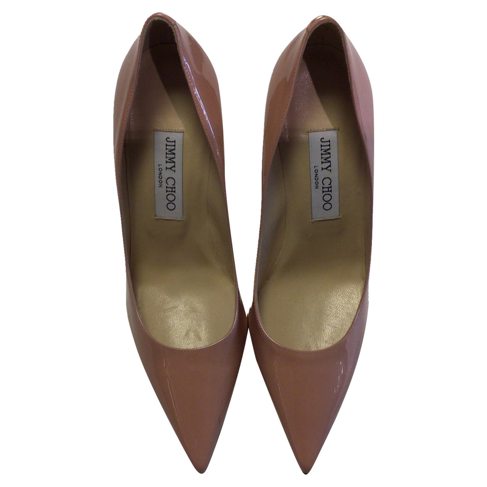 Jimmy Choo Pumps/Peeptoes Lakleer in Huidskleur