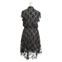 Anna Sui robe de dentelle en noir / gris