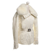 Moncler Witte jas met bontkraag
