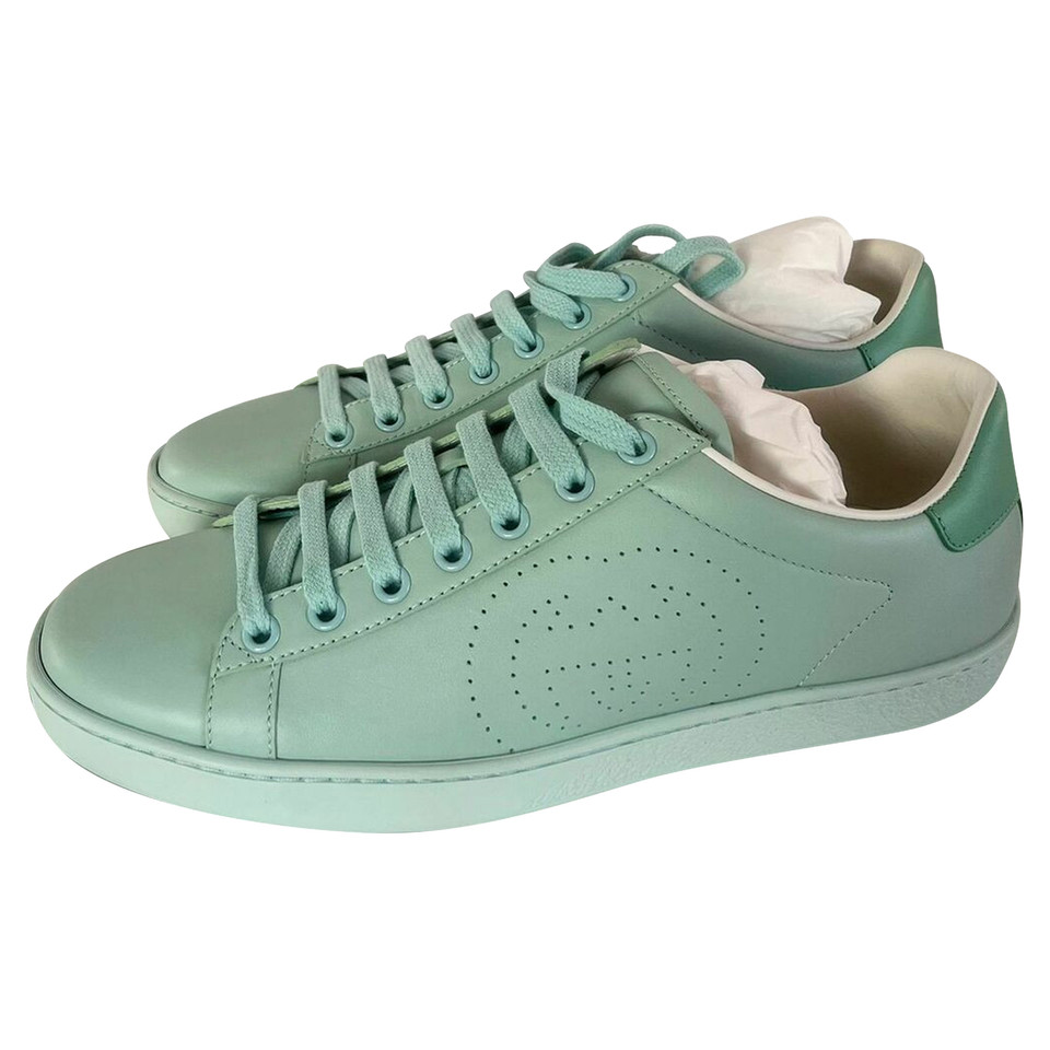 Gucci Chaussures de sport en Cuir en Turquoise