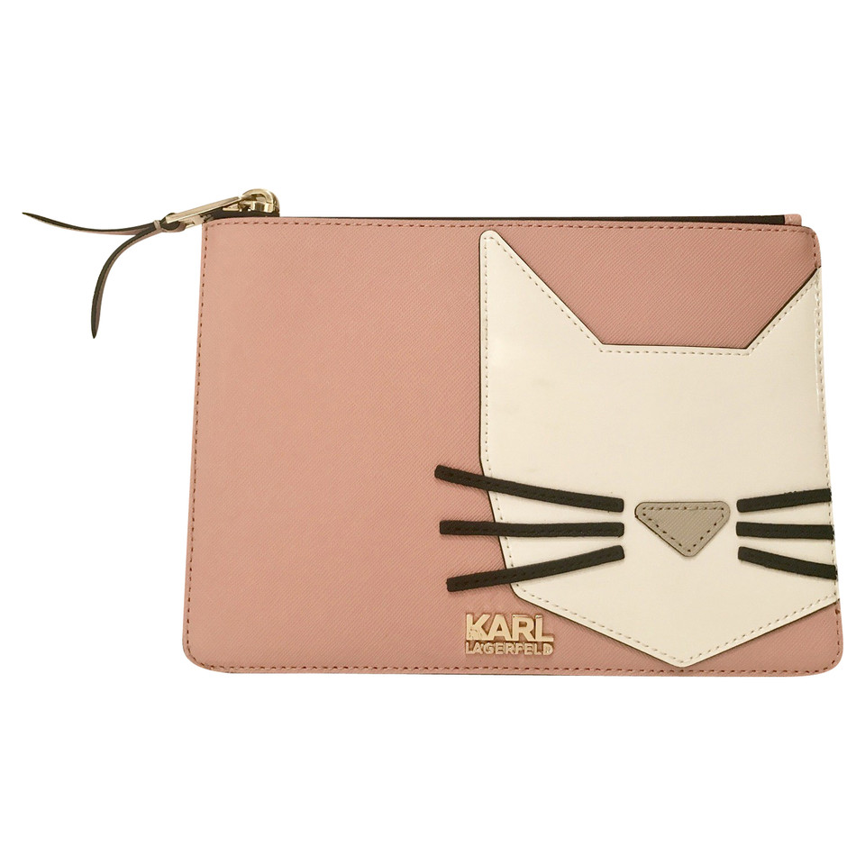 Karl Lagerfeld Clutch Bag Leather in Pink