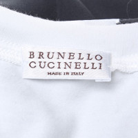 Brunello Cucinelli Maxikleid in Dunkelgrau/Weiß