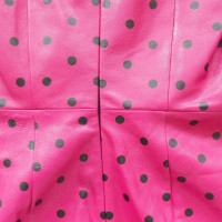 Saint Laurent Lederkleid in Pink/Schwarz