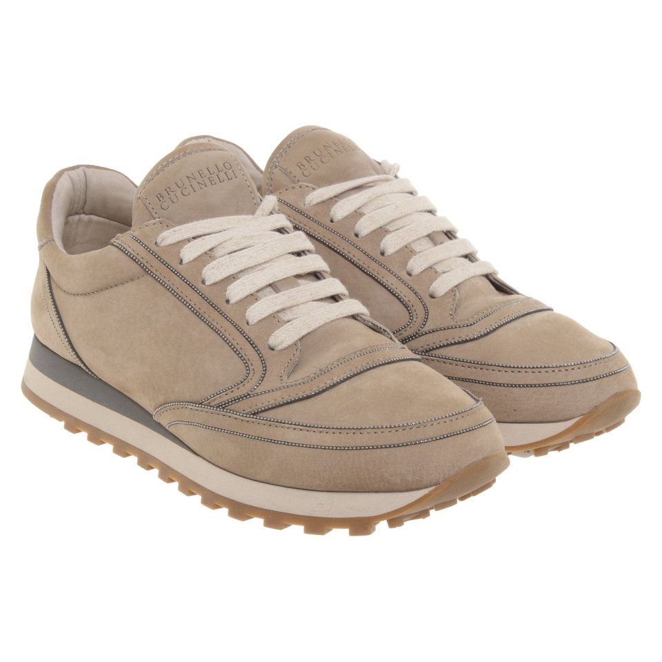 Brunello Cucinelli Sneakers aus Leder in Beige