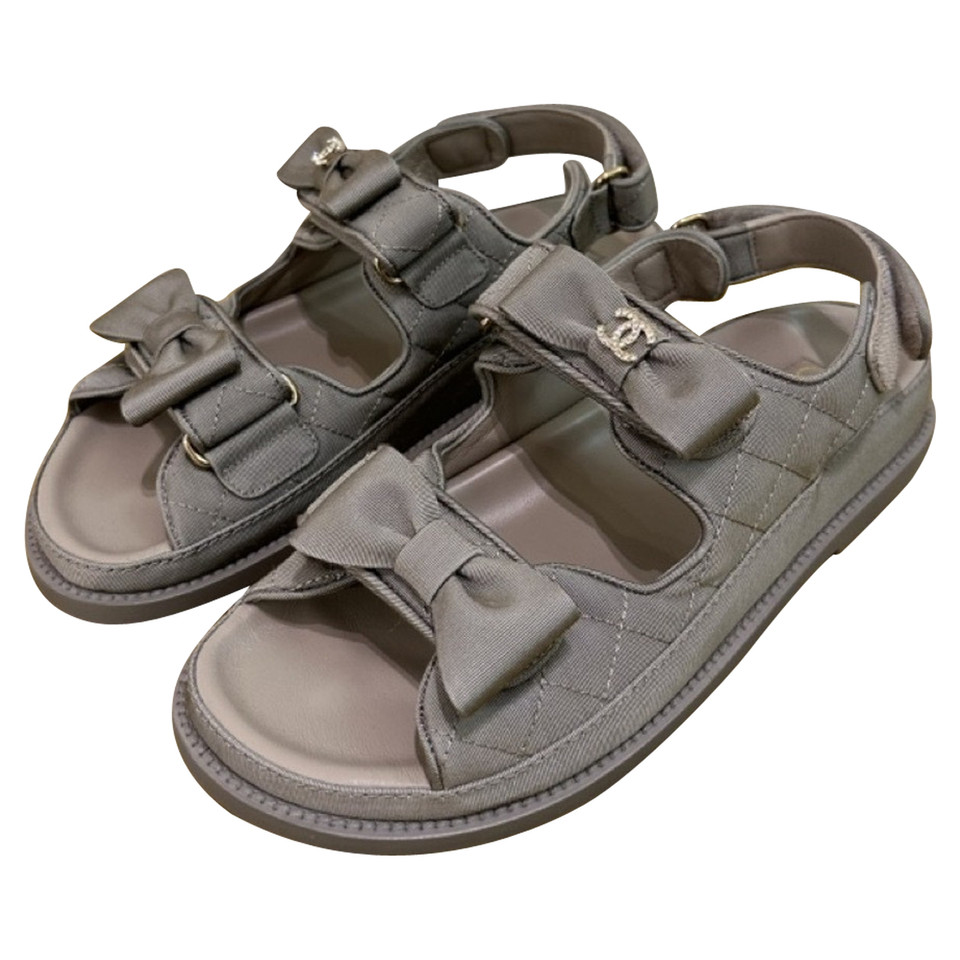 Chanel Sandals Leather in Grey