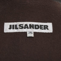 Jil Sander cappotto di pelle in marrone scuro