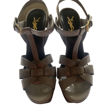 Yves Saint Laurent Sandals Patent leather in Grey
