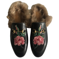 Gucci Princetown Slipper mit Fell Leer in Zwart