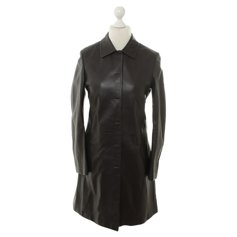 Hugo Boss Aubergine leather coat