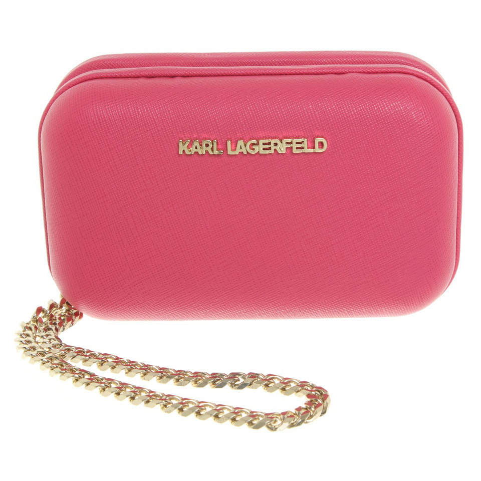 Karl Lagerfeld Leather clutch in Fuchsia