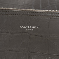 Saint Laurent Shopper aus Leder in Grau