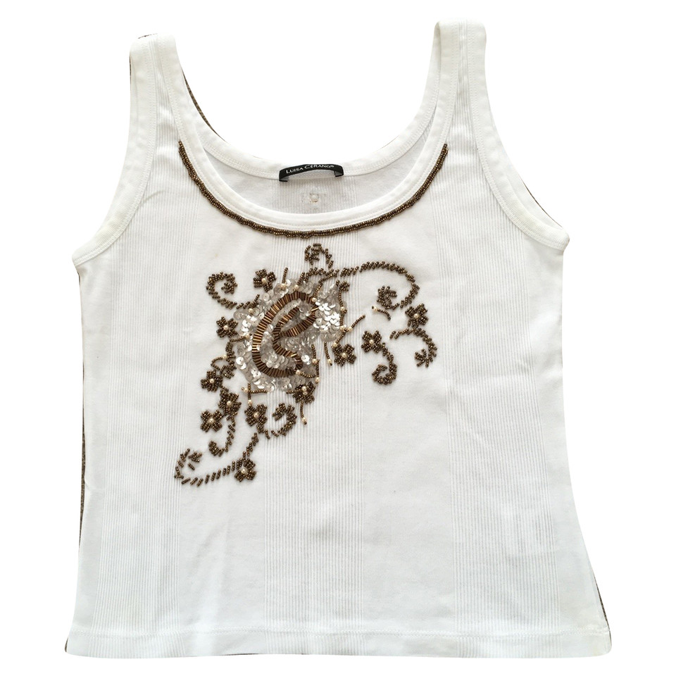 Luisa Cerano Tank top with beaded embroidery