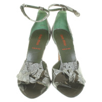 Miu Miu Satin sandals in green / white