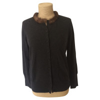 Luisa Cerano Wool cardigan with mink collar